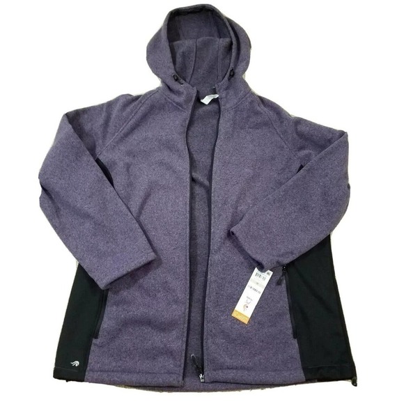 Ideology ~Woman Plus Size 1X~Purple/Black Montana Full Zip Hooded Jacket NWT $64 - Picture 4 of 12